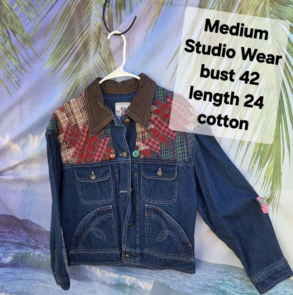 Plaid Patchwork Denim Jacket